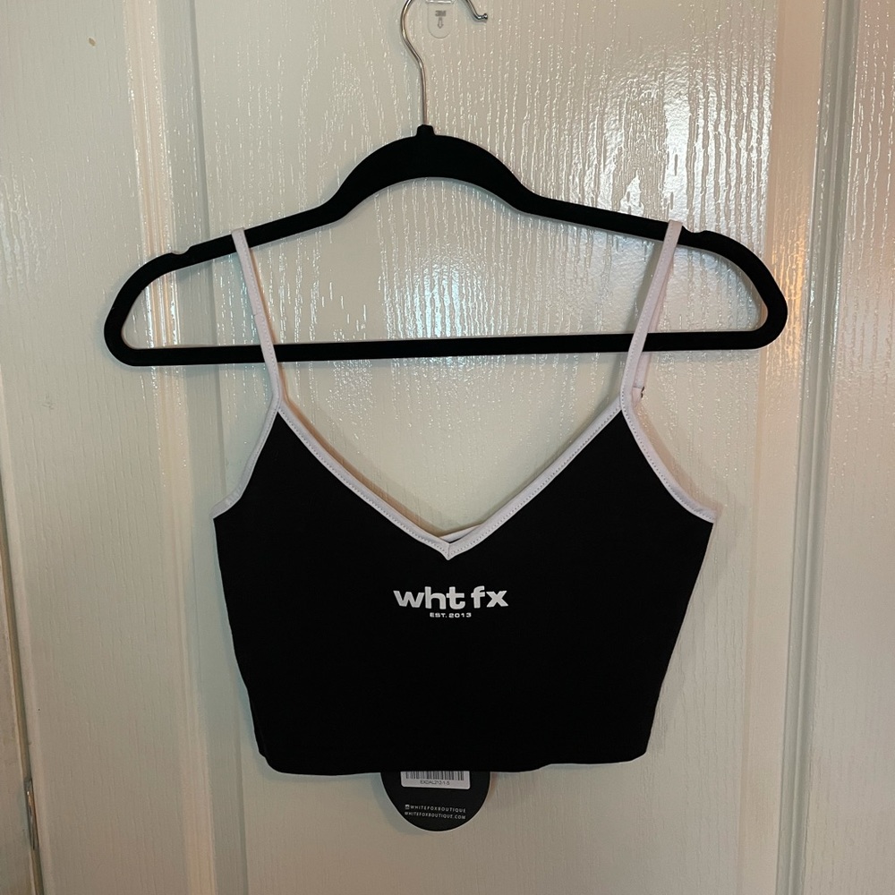 White Fox Boutique Met Your Match Crop Black S NWT
